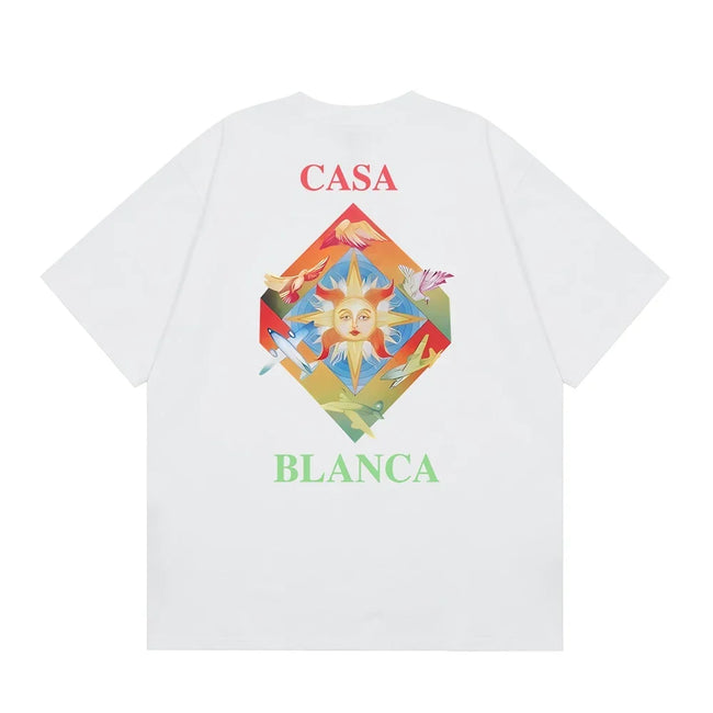 Casablanca Sunburst Diamond Logo T-Shirt - White Hover Image