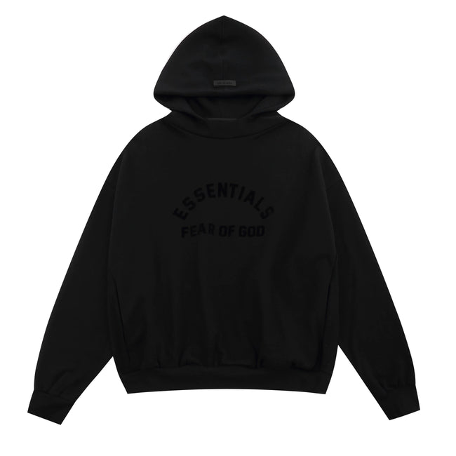 Fog Essentials Black Oversized Pullover Hoodie Arch Chest Logo Hover Image