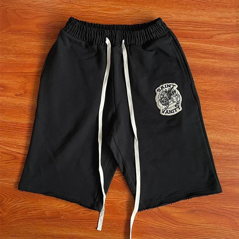 SAINT VANITY Zip Up Hoodie Zipper Embroidery Hoodie Shorts Set