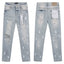 Light‑Wash Splatter Paint Ripped Straight‑Leg Jeans