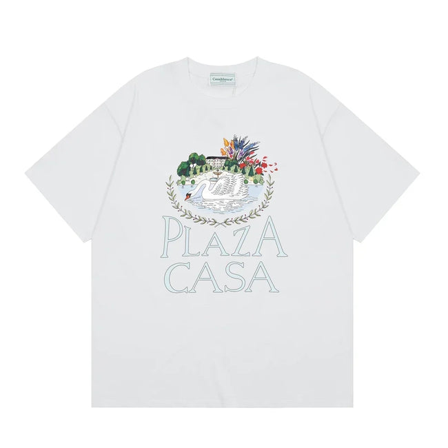 Casablanca Plaza Casa Floral Fountain T-Shirt - White Hover Image