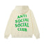 Anti Social Social Club Green Lightning Circle Logo Hoodie - Cream