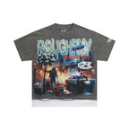 ROUGHPLAY Heavyweight Layered Graphic Tee - Apocalyptic Blimp & Mohawk Skull