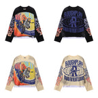 ROUGHPLAY Distressed Motocross Graphic Long Sleeve Shirt Unisex Vintage Oversized Streetwear Crewneck Top