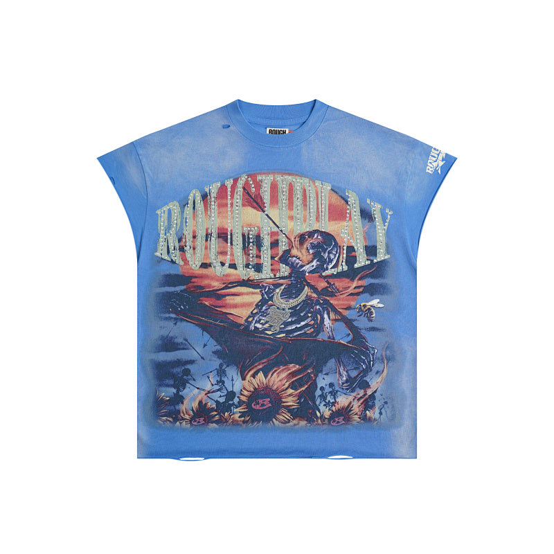 ROUGHPLAY Heavyweight Graphic Tee - Fiery Cyclops Monster & Starry Galaxy