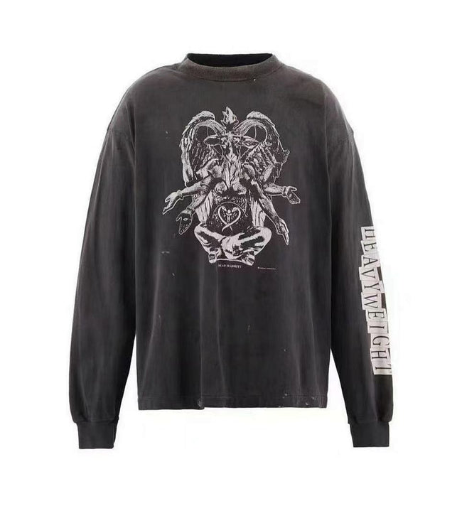Saint Michael Gothic Illustration & Sleeve Print Sweatshirt Hover Image