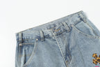 Chrome Hearts Vintage Cross Patchwork Washed Carpenter Denim Shorts 201