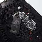 Chrome Hearts Cross Patch Embroidered & Hand-Painted Denim Shorts 9927