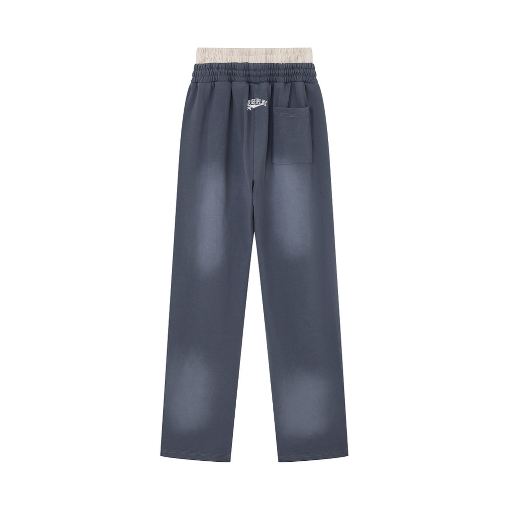 ROUGHPLAY Heavyweight Washed Sweatpants - Neon Green Side Logo & Double Waistband