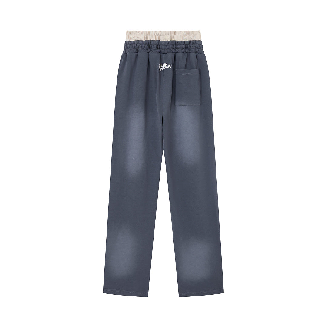 ROUGHPLAY Heavyweight Washed Sweatpants - Neon Green Side Logo & Double Waistband