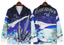 Casablanca Space Shuttle & Night Skyline Silk-Style Shirt - Navy / Blue