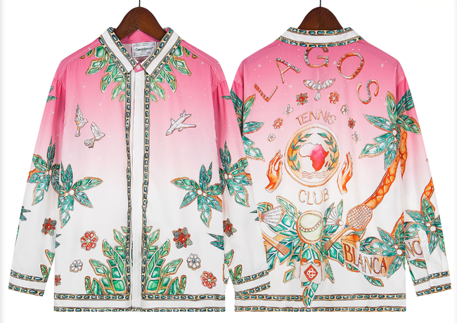 Casablanca Pink Gradient Resort Silk-Style Shirt - White / Pink Hover Image