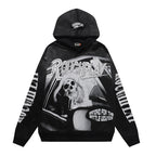 ROUGHPLAY Graphic Hoodie Oversized Heavyweight Gothic Skull Print Fleece Sweatshirt