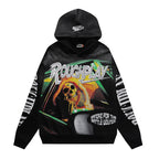 ROUGHPLAY Heavyweight Neon Green Graphic Printed Hoodie Unisex Dark Gothic Y2K Oversized Streetwear Sweatshirt